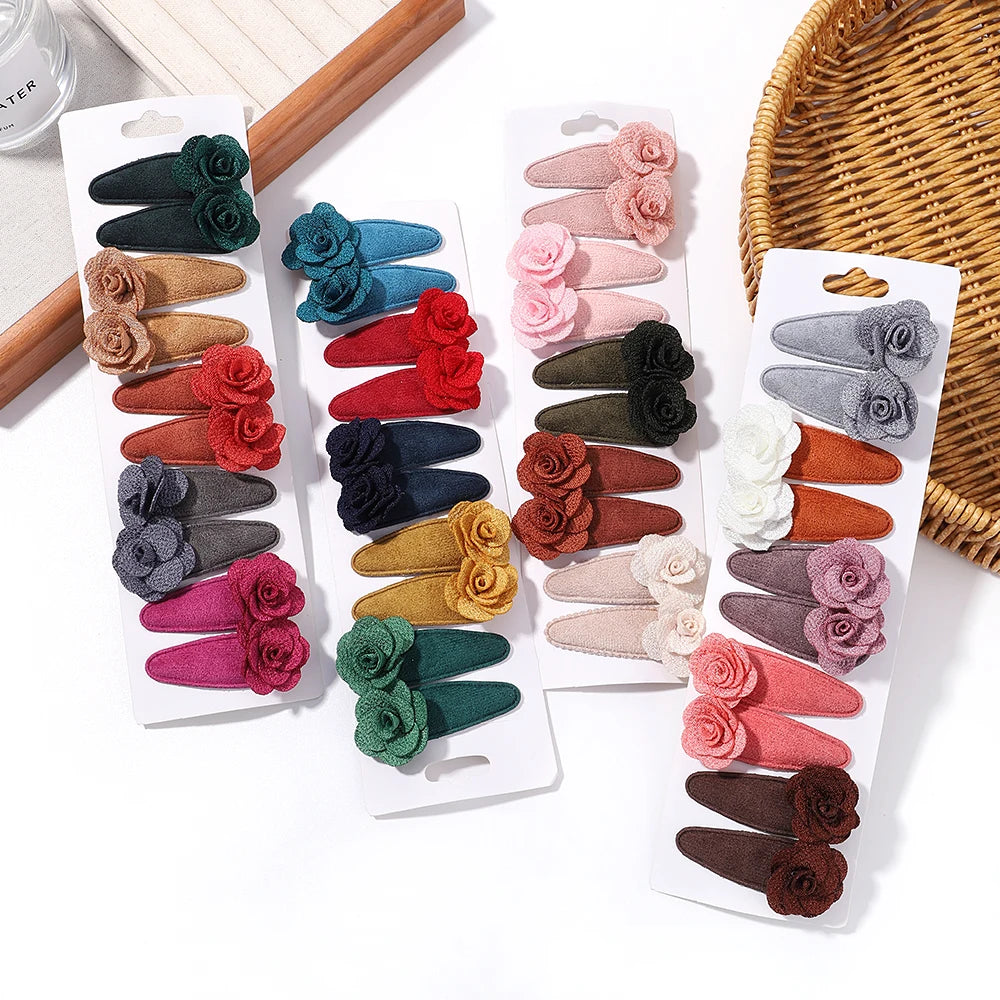 10Pcs/Lot Fresh Print Cotton Alloy Hair Clips for Kids Fabric Plaid BB Hairpins Girl Hairgripe Headwear Baby Hair Accessories