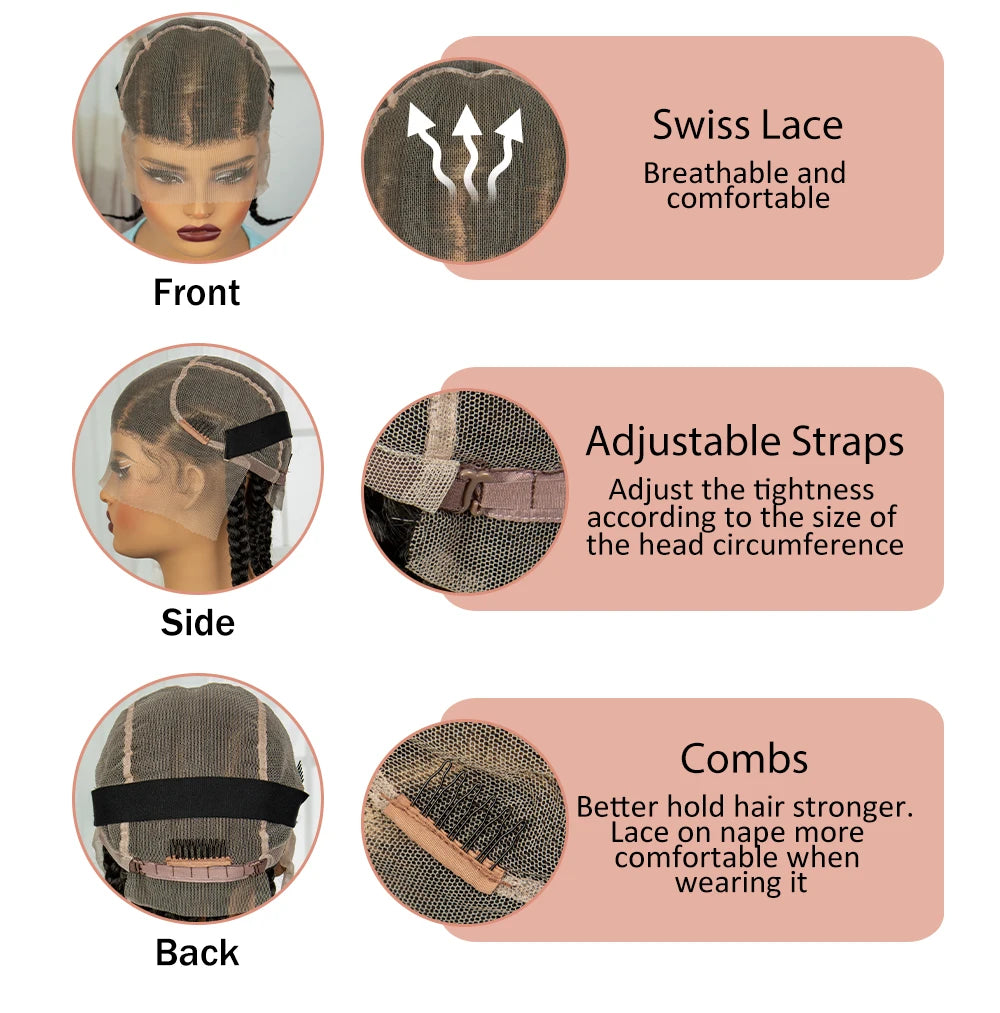 Short Cornrow Braided Wigs Synthetic Full Lace Braids Wig Lace Frontal Braiding Hair Wigs With Baby Hair for Black Women