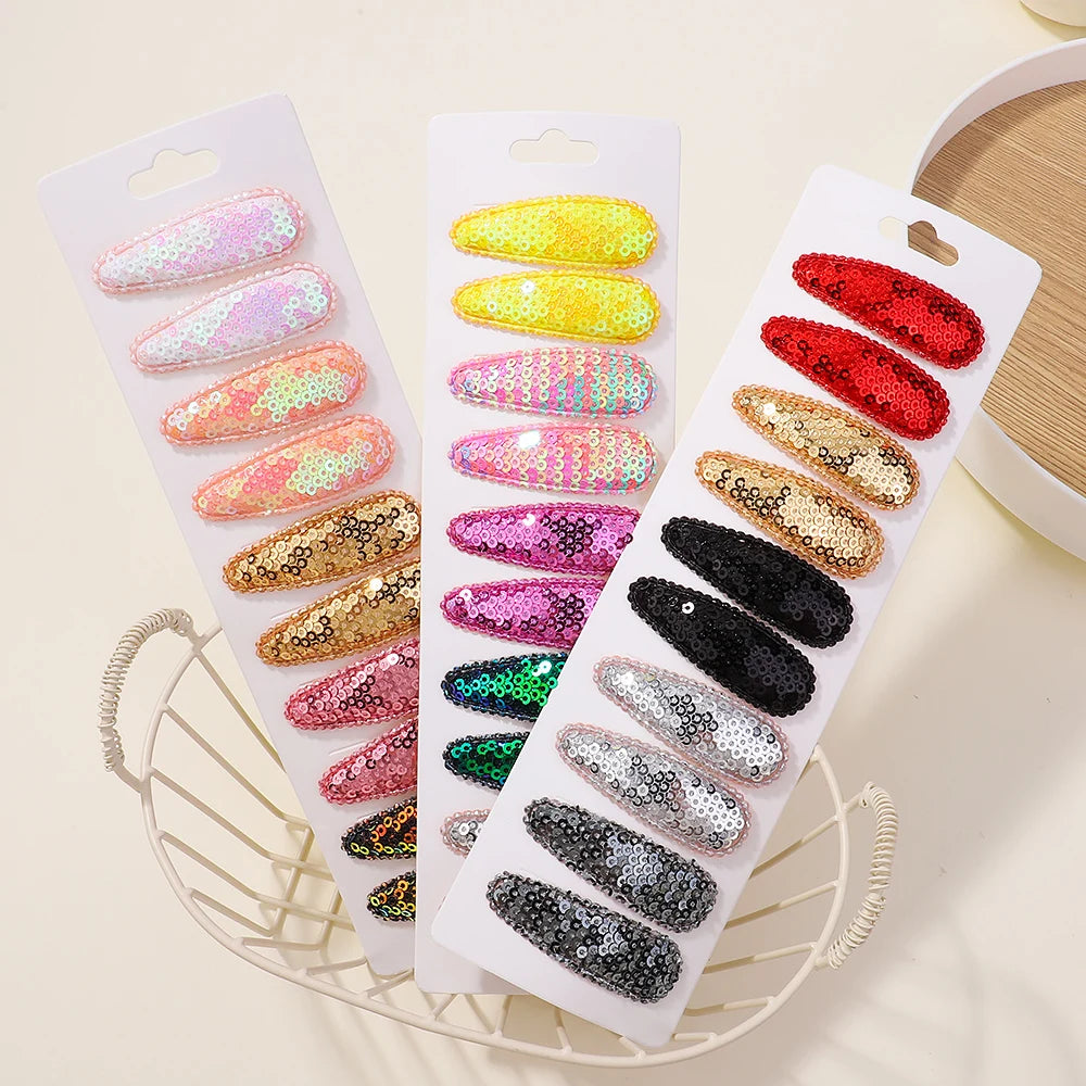 10Pcs/Lot Fresh Print Cotton Alloy Hair Clips for Kids Fabric Plaid BB Hairpins Girl Hairgripe Headwear Baby Hair Accessories