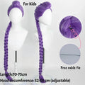 Girls Purple Long Braided Wig Girl Long Straight Braids Wigs for Costume Cosplay Party