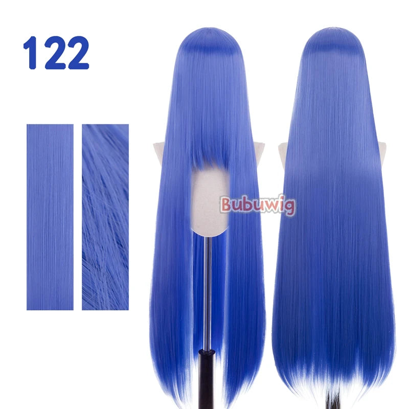 Bubuwig Synthetic Hair 100cm Long Straight Pure Color Cosplay Wigs Over 100 Colors Pink Orange Blonde Green Wig Heat Resistant