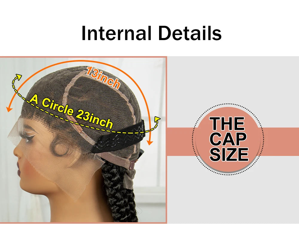 Handmade Cornrow Braided Wigs 36Inch Synthetic Lace Frontal BraidingHair Wigs Knotless Braids Wigs for Black Women