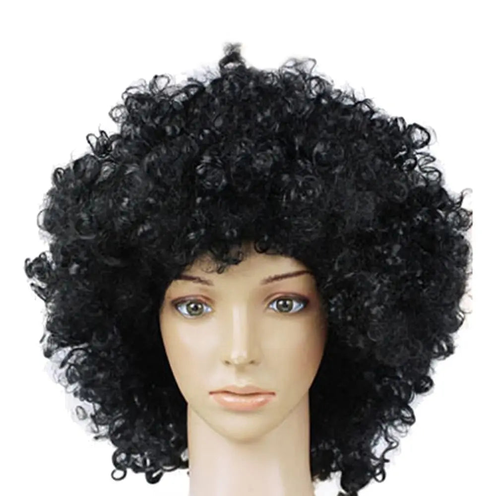 Unisex Adult Various Coloured Rainbow Circus Curly Black Afro Curly Wig Adult Fancy Dress Disco