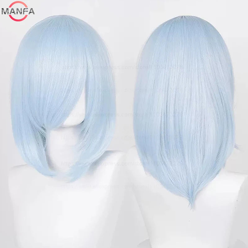40cm Medium Basic Anime Cosplay Wig Bang Blond  Black White Red Pink Green Brown Gold Blue Heat Resistant Synthetic Hair Wigs