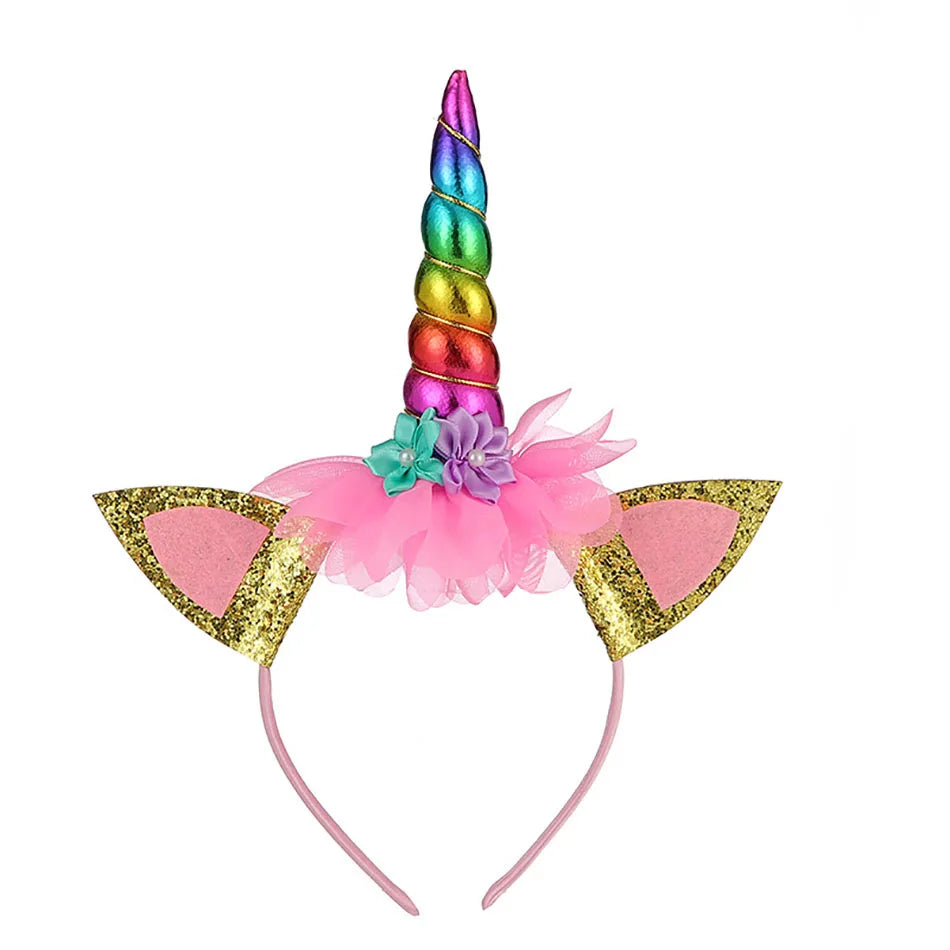 Girls Unicorn Cosplay Hairband Kids Dress UP Wigs Princess Fancy Outfits Accessories Baby Girl Rainbow Braid Synthetic Hair