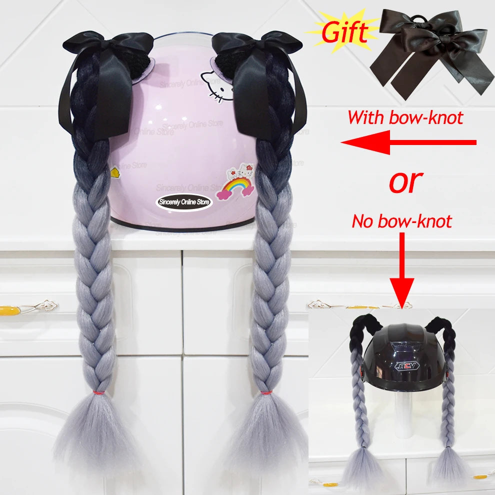 2pcs/pair New Motorcycle Helmet Braids Woman Braids Wig For Motorbike Helmets 164 colors Twist Dual Pigtail Ponytail With Sucker