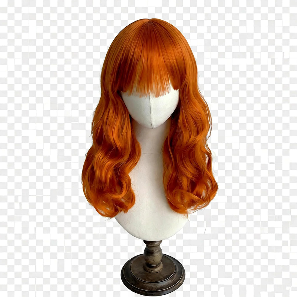 Girl's Wig Orange Long Curly Hair Kids Toupee Performance Photography Props Youth Headwear Juvenile Headdress Baby Headgear 2Y