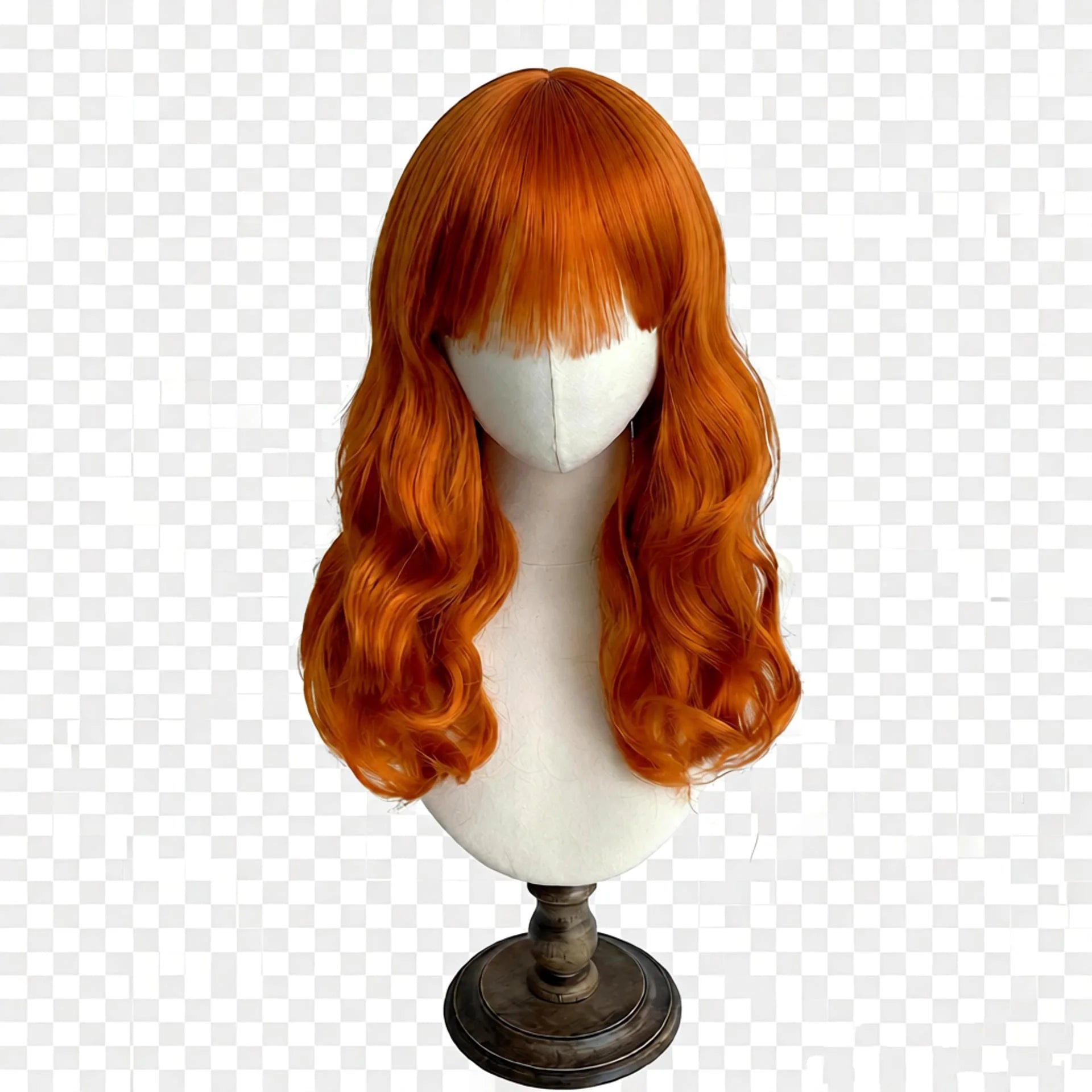 Girl's Wig Orange Long Curly Hair Kids Toupee Performance Photography Props Youth Headwear Juvenile Headdress Baby Headgear 2Y