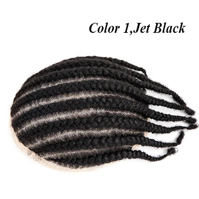8 Cornrow Braids Toupee For Men Women and Kids,Men's capillary prothesis 6" Cornrow Braids Lace Toupee Men 100% Human Hair