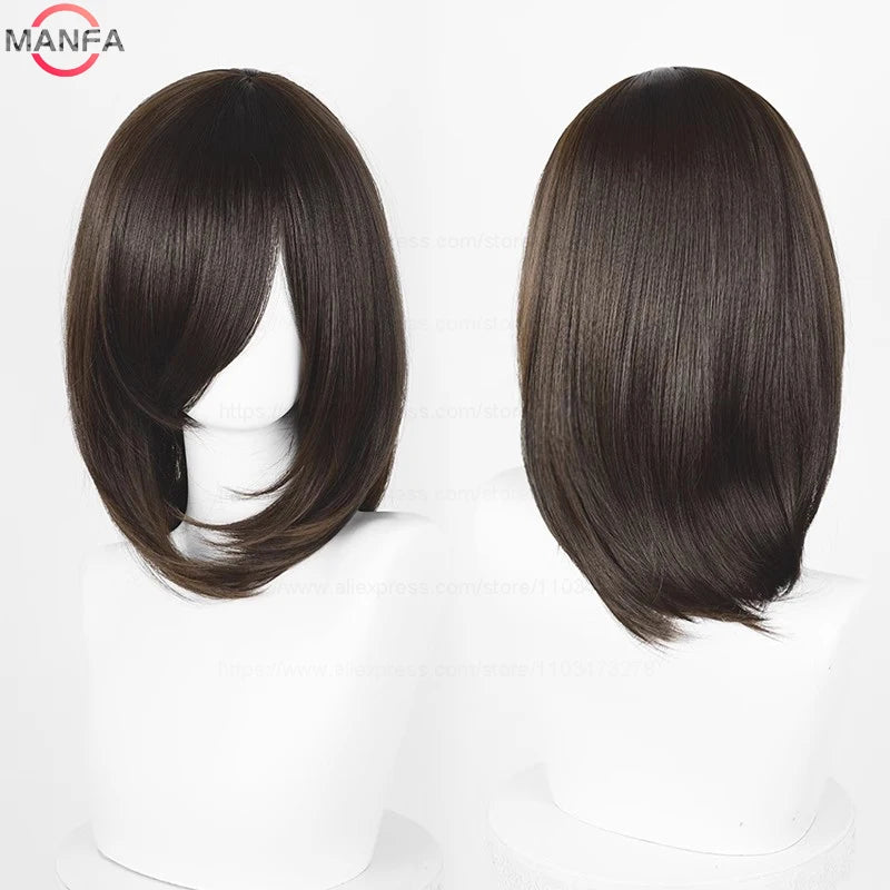 40cm Medium Basic Anime Cosplay Wig Bang Blond  Black White Red Pink Green Brown Gold Blue Heat Resistant Synthetic Hair Wigs