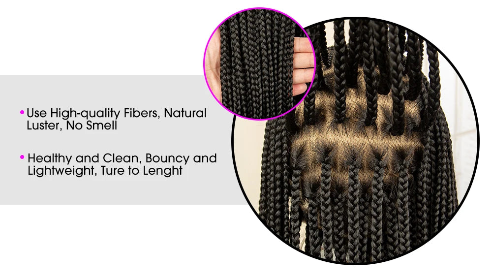 Synthetic Full Lace Cornrow Braided Wigs 36 inches Lace Frontal Square Knotless Box African Braiding Wig for Black Women