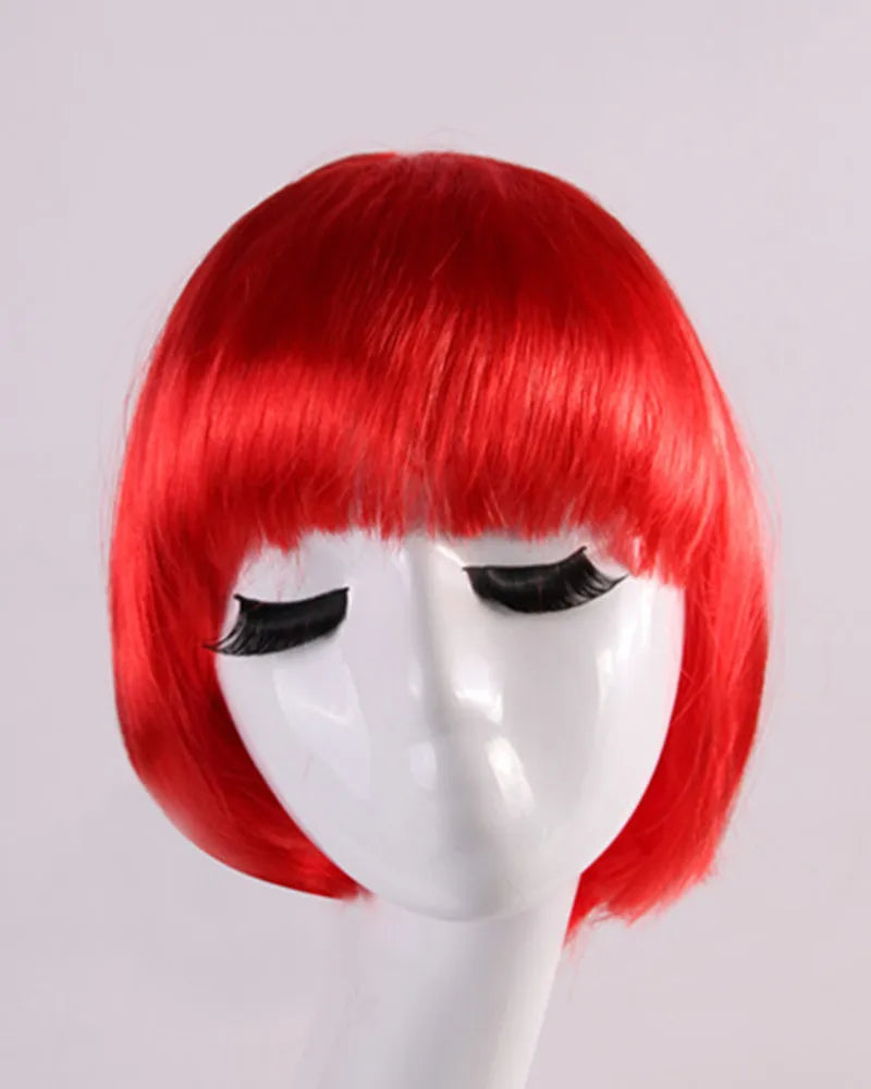 Synthetic Short BOB Full Wig Multiple Colors Cosplay Halloween Party Short Hair Solid Color Wigs