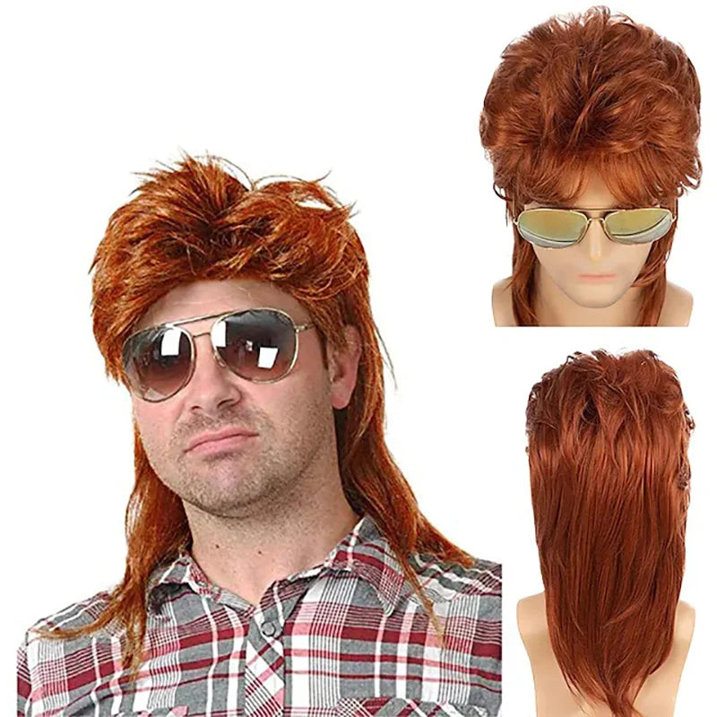 8 Styles Mullet Wigs for Men 70s 80s Costumes Fancy Party Accessory Cosplay Halloween Performance Synthetic Wig