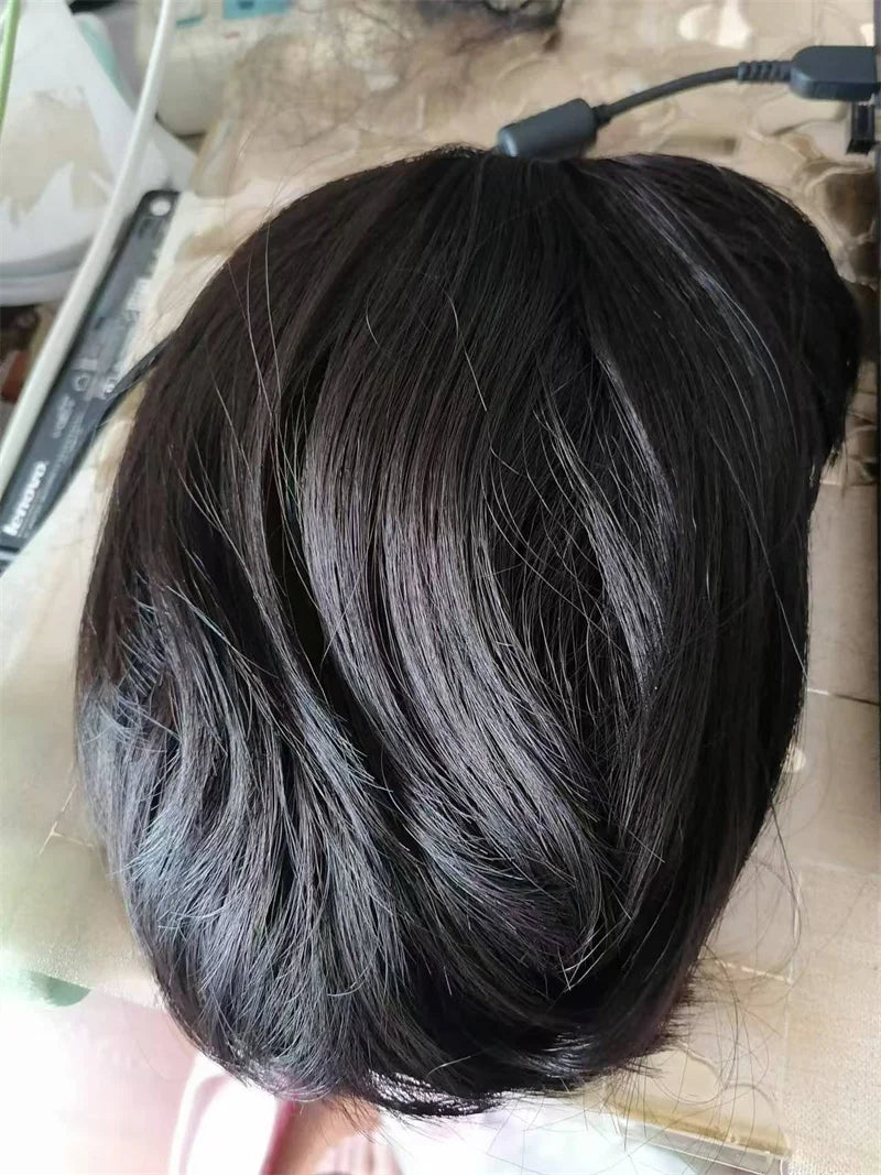 Hair Extensions Synthetic Children Girl Wig Black Bobo Hairstyle Short Straight Bangs Princess Head Cover Wig Hat for Kids Girls