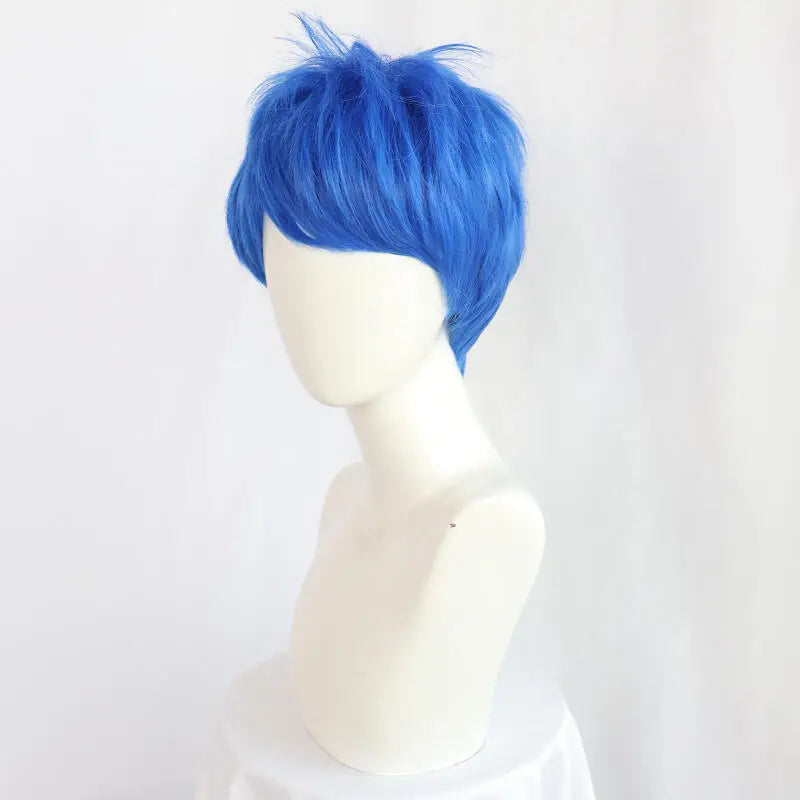 Anime Short Bob With Bangs Cosplay Wig Boy Girl Blue Green Heat Resistant Synthetic Fiber Wig For Halloween Role Play Daily Prop