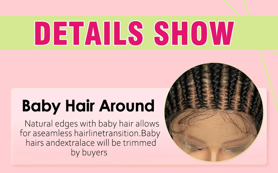 Protective Cornrow Braided Wigs Jumbo Braids 32inches Neatly Braided Full Lace Synthetic Wigs for Black Women