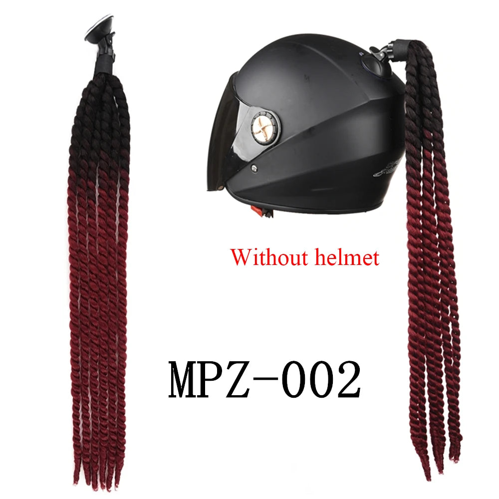 24Inch Synthetic 1pc Ponytail Hair Extensions  Suction Cup Design for Motorcycle Helmets Twist Pigtail  Helmet Not Included