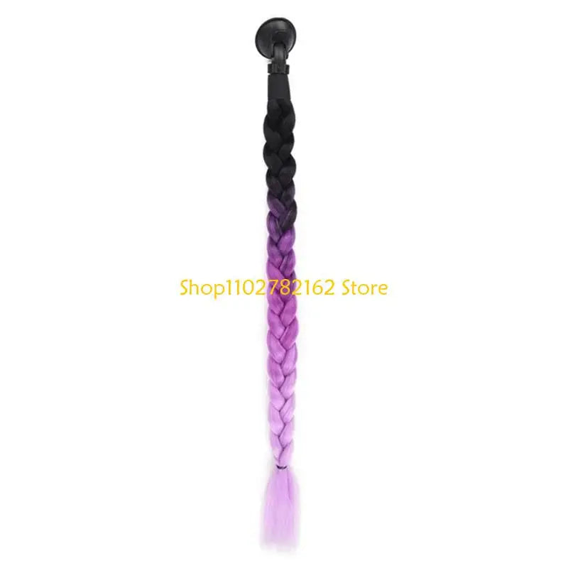 547B Helmet Pigtails Helmet Braids Ponytail Helmet Hair for Women Men Decoration-