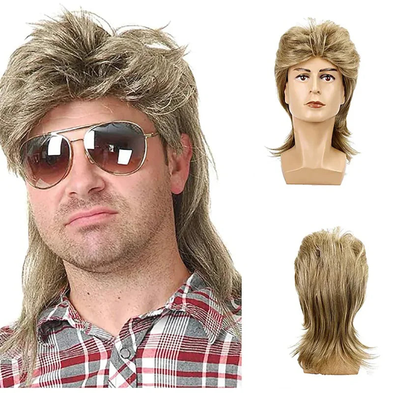 8 Styles Mullet Wigs for Men 70s 80s Costumes Fancy Party Accessory Cosplay Halloween Performance Synthetic Wig