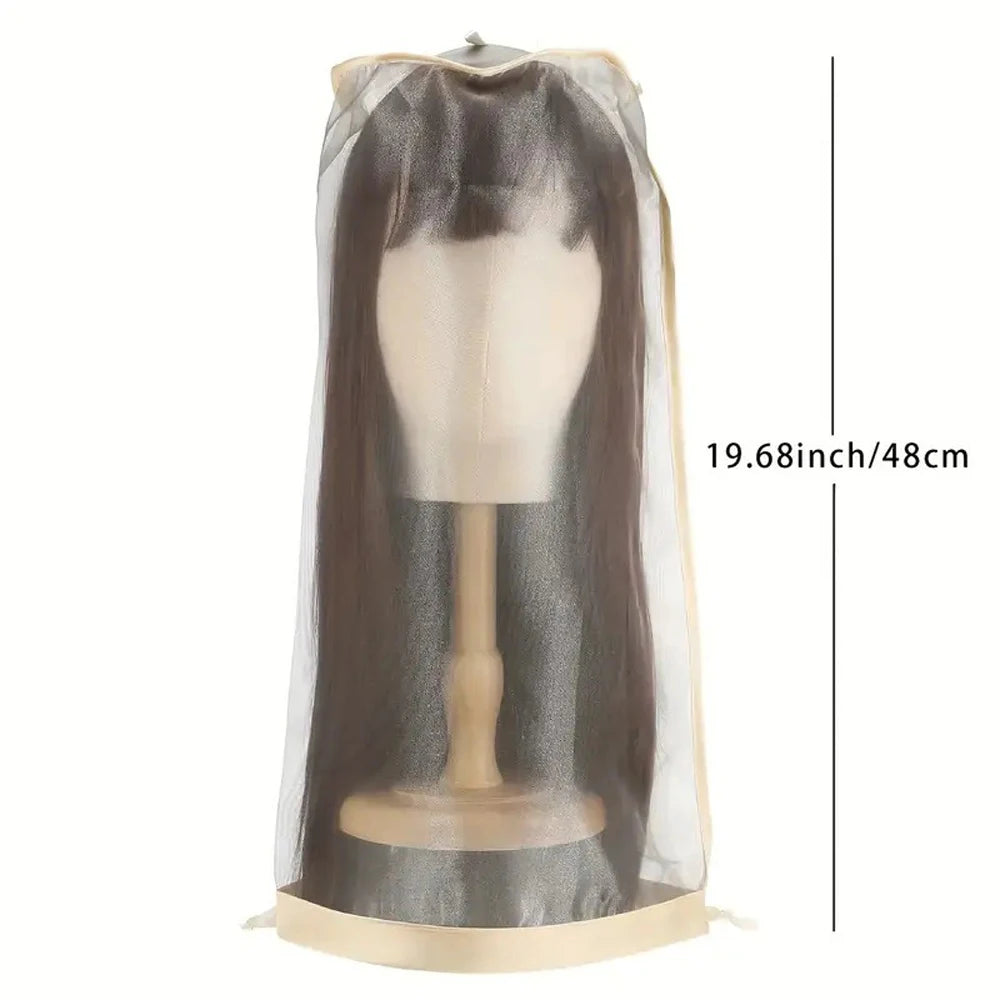 Wig Bags Adjustable Wig Storage for Multiple Wigs with Drawstring Hair Extension Holder Portable Wig Storage Bags for Packaging