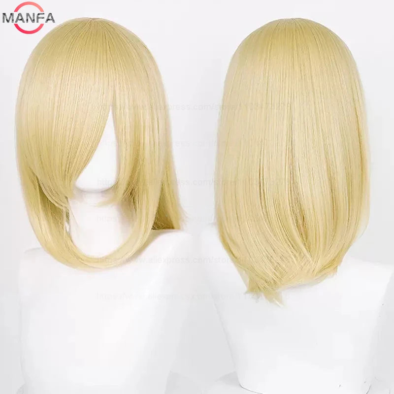 40cm Medium Basic Anime Cosplay Wig Bang Blond  Black White Red Pink Green Brown Gold Blue Heat Resistant Synthetic Hair Wigs