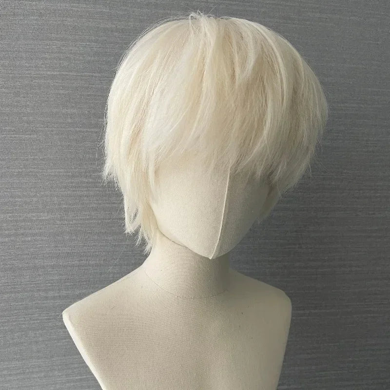 Pink Short Wig for Boy Men Cool Cosplay Blonde Black Wigs Synthetic Wig Heat Resistant Fiber Peruca Cacheada Sintetica