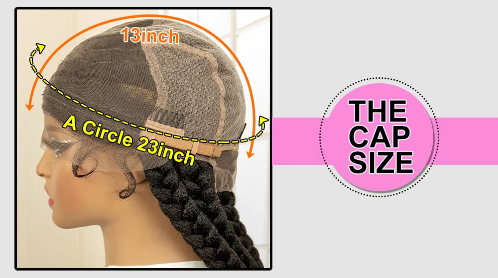 36 inches Synthetic Full Lace Wig for Black Women Braided Wig Lace Frontal Box Braids Wig Women Synthetic Braided