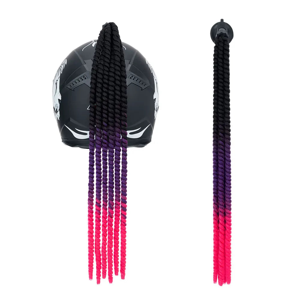 Snoilite 24" Synthetic Ponytail Hair Extensions - Suction Cup Design for Motorcycle Helmets Twist Pigtail - Helmet Not Included