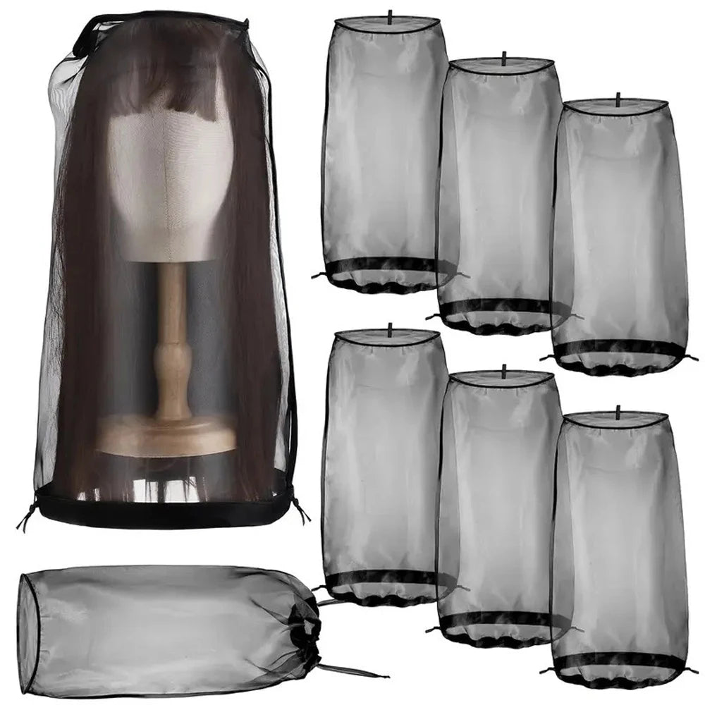 Wig Bags Adjustable Wig Storage for Multiple Wigs with Drawstring Hair Extension Holder Portable Wig Storage Bags for Packaging