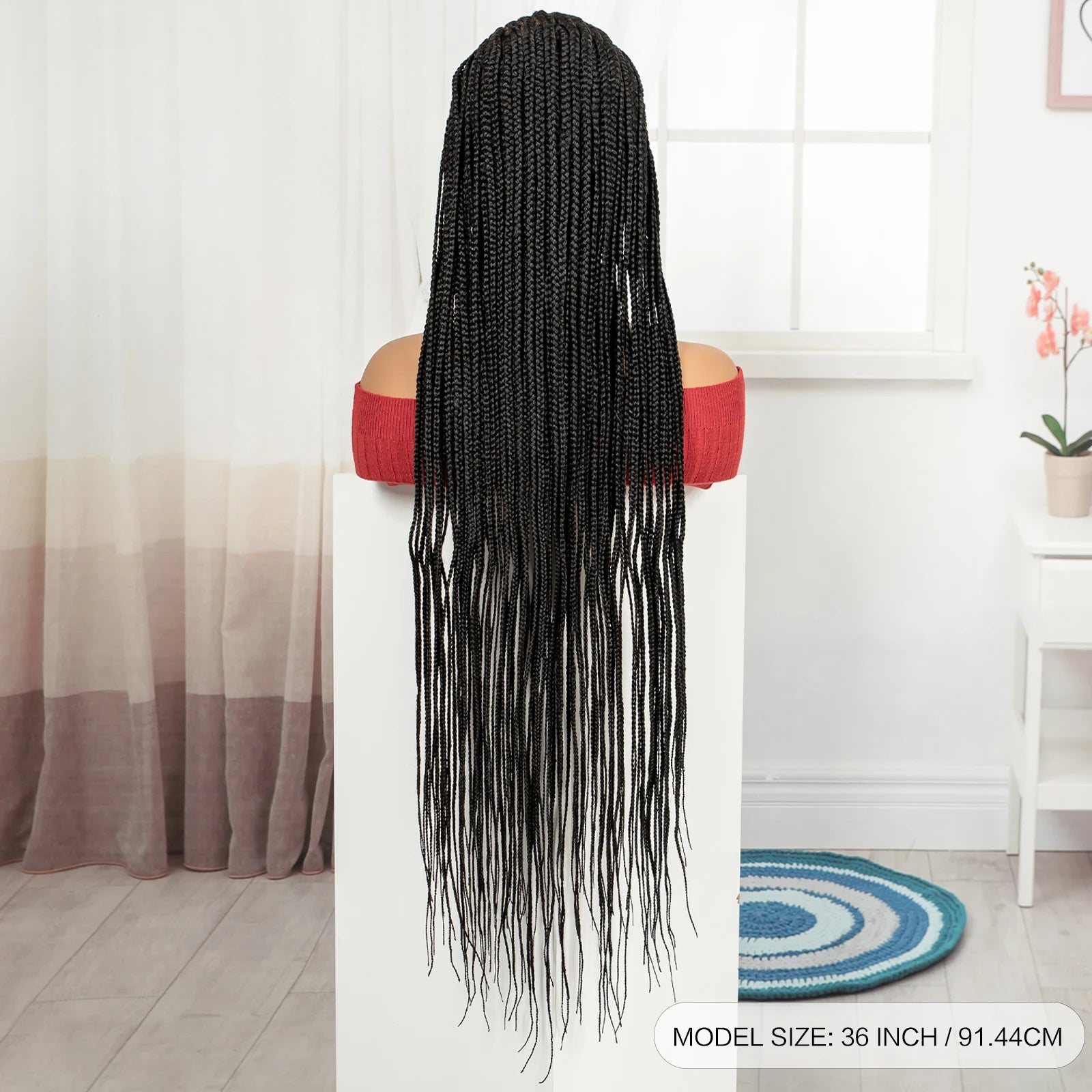 Cornrow Braided Wigs 36in Synthetic Full Lace Braiding Hair Wigs Knotless Lace Frontal Braids Wig with Baby Hair for Black Women