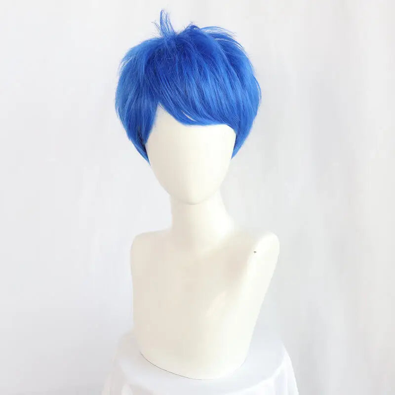 Anime Short Bob With Bangs Cosplay Wig Boy Girl Blue Green Heat Resistant Synthetic Fiber Wig For Halloween Role Play Daily Prop