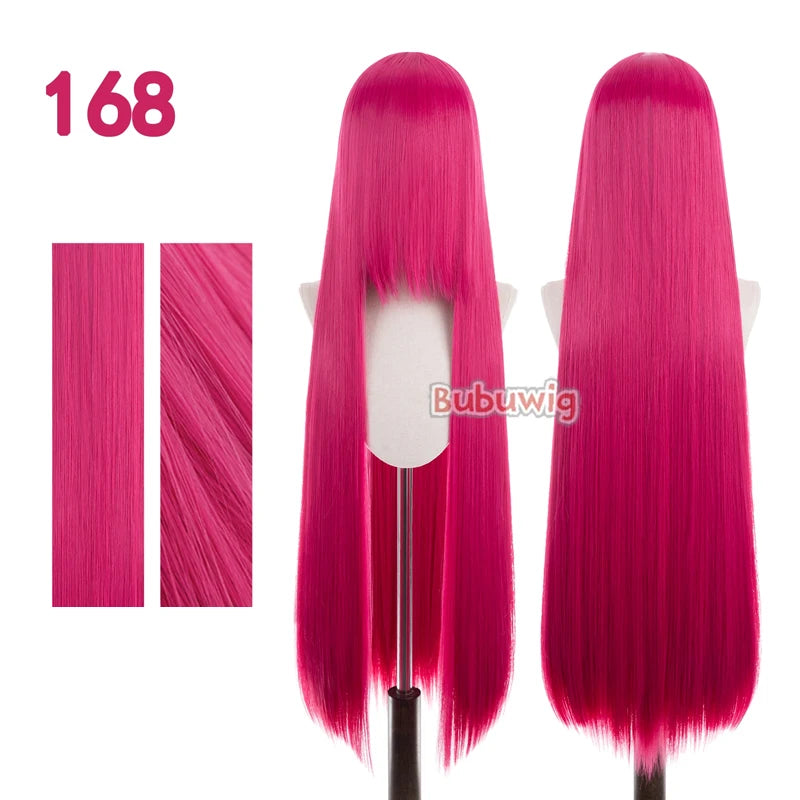 Bubuwig Synthetic Hair 100cm Long Straight Pure Color Cosplay Wigs Over 100 Colors Pink Orange Blonde Green Wig Heat Resistant