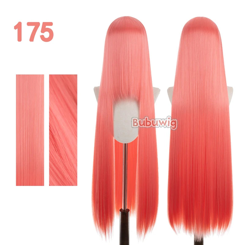 Bubuwig Synthetic Hair 100cm Long Straight Pure Color Cosplay Wigs Over 100 Colors Pink Orange Blonde Green Wig Heat Resistant