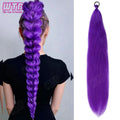 26 inch Purple Braids Ponytail Rubber Band Pre Braiding Hair Synthetic Purple Hair Extensions for Halloween Costume Cosplay