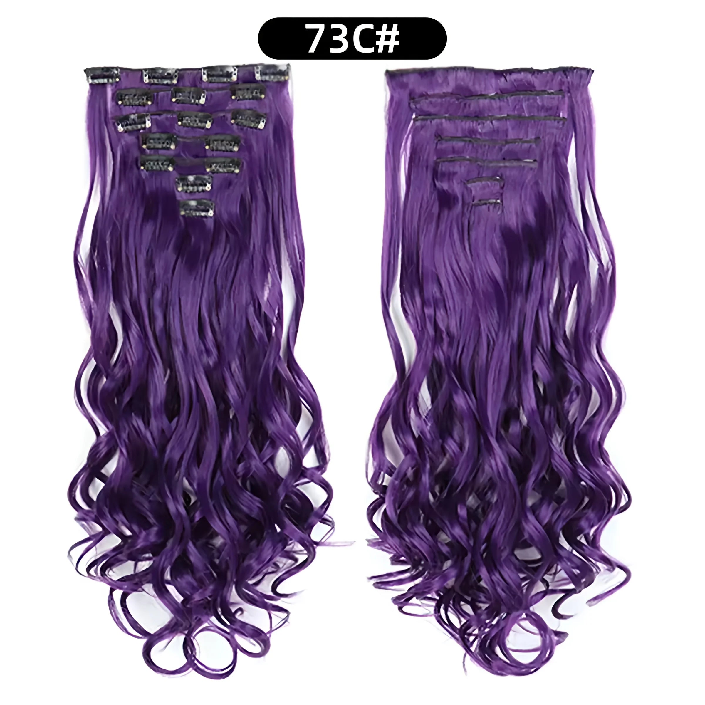 Clip In Hair Extensions 7 PCS Full Head 22 Inch Long Curly Wavy  For Women Girls Hair Synthetic Wig Hairpieces
