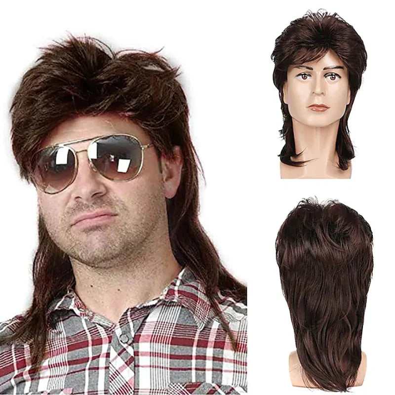 8 Styles Mullet Wigs for Men 70s 80s Costumes Fancy Party Accessory Cosplay Halloween Performance Synthetic Wig
