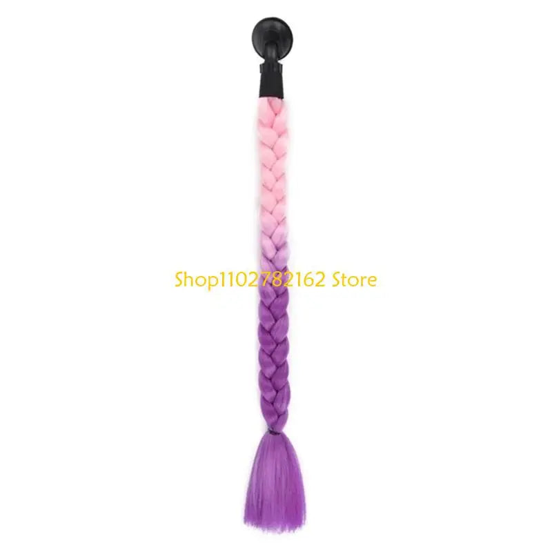 547B Helmet Pigtails Helmet Braids Ponytail Helmet Hair for Women Men Decoration-