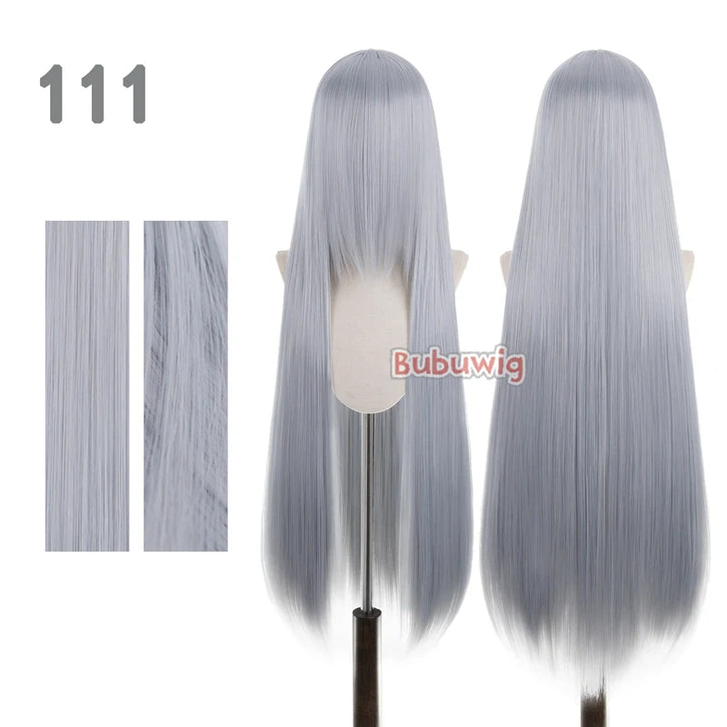 Bubuwig Synthetic Hair 100cm Long Straight Pure Color Cosplay Wigs Over 100 Colors Pink Orange Blonde Green Wig Heat Resistant
