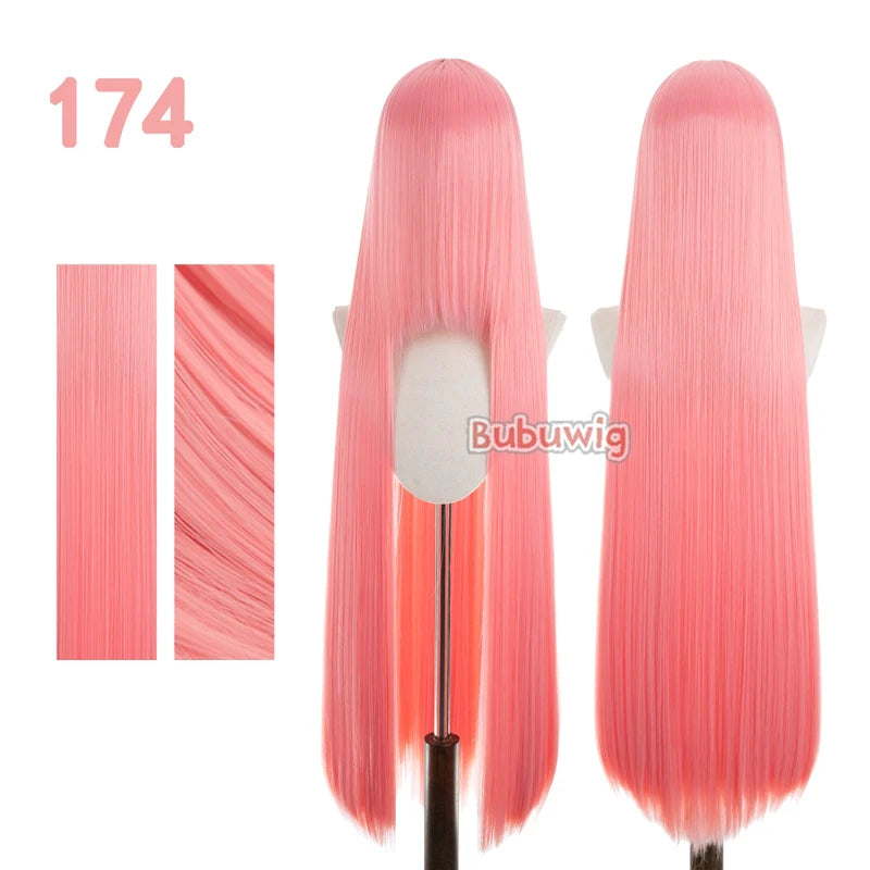 Bubuwig Synthetic Hair 100cm Long Straight Pure Color Cosplay Wigs Over 100 Colors Pink Orange Blonde Green Wig Heat Resistant