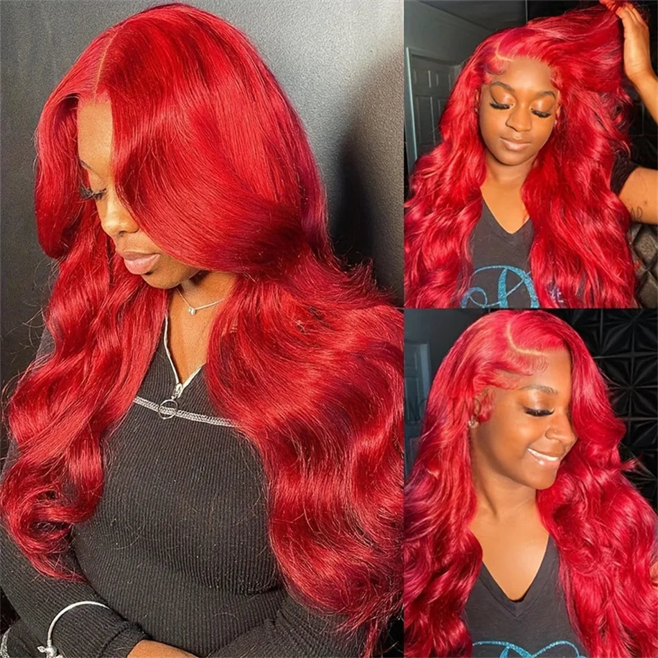 Hot Red 13x6 Hd Lace Frontal Human Hair Wigs Brazilian Colored Body Wave Lace Front Wig 4x4 5x5 Closure Wig For Women Red