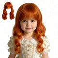 Girl's Wig Orange Long Curly Hair Kids Toupee Performance Photography Props Youth Headwear Juvenile Headdress Baby Headgear 2Y