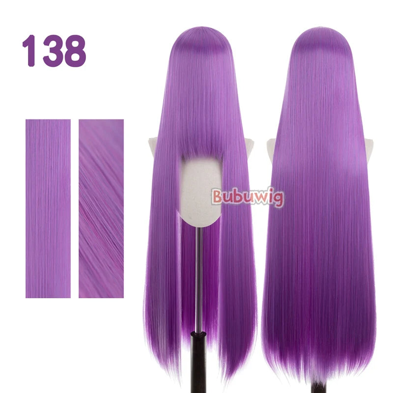 Bubuwig Synthetic Hair 100cm Long Straight Pure Color Cosplay Wigs Over 100 Colors Pink Orange Blonde Green Wig Heat Resistant