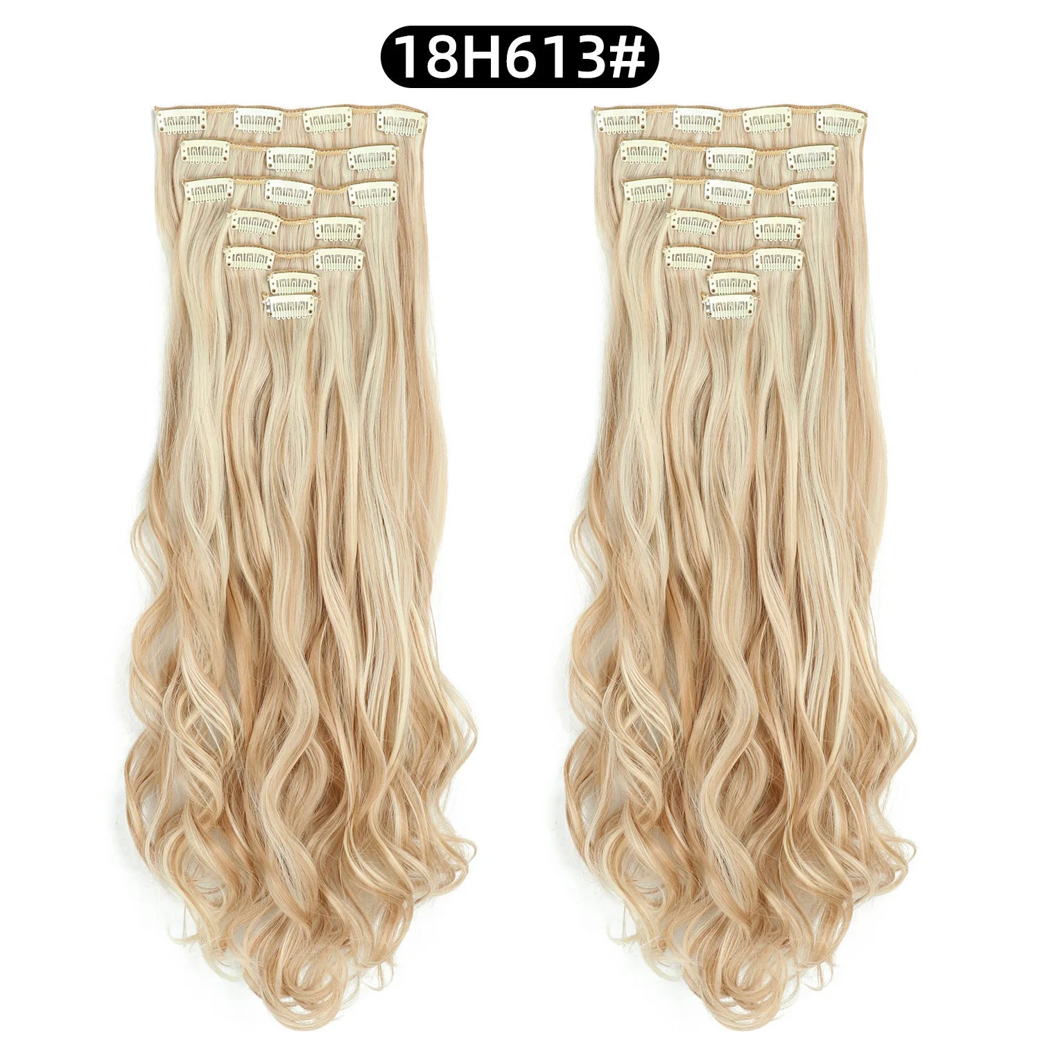 Clip In Hair Extensions 7 PCS Full Head 22 Inch Long Curly Wavy  For Women Girls Hair Synthetic Wig Hairpieces