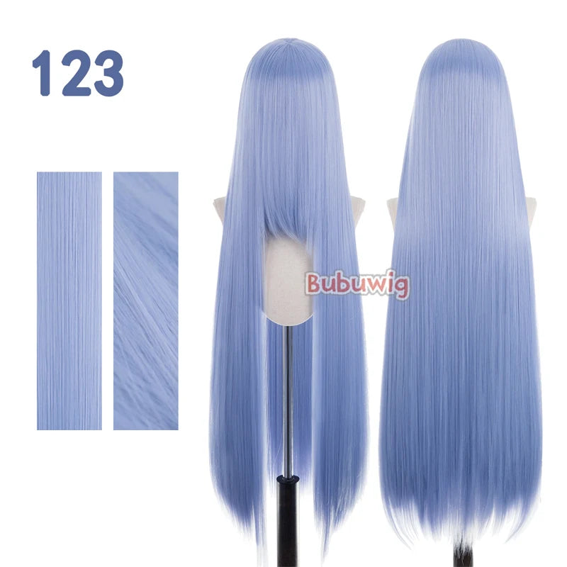 Bubuwig Synthetic Hair 100cm Long Straight Pure Color Cosplay Wigs Over 100 Colors Pink Orange Blonde Green Wig Heat Resistant