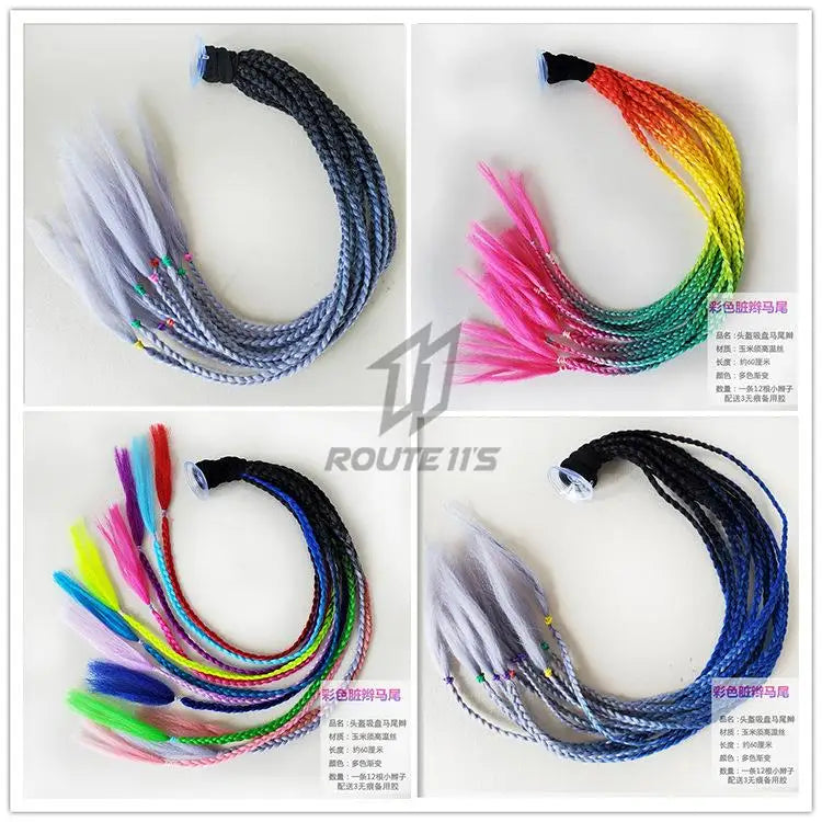 Motorcycle Helmet Braid Pigtails Ponytail With Sucker Motorbike Pigtails Women Men Casco Moto Ponytail Motorcycle Accessories