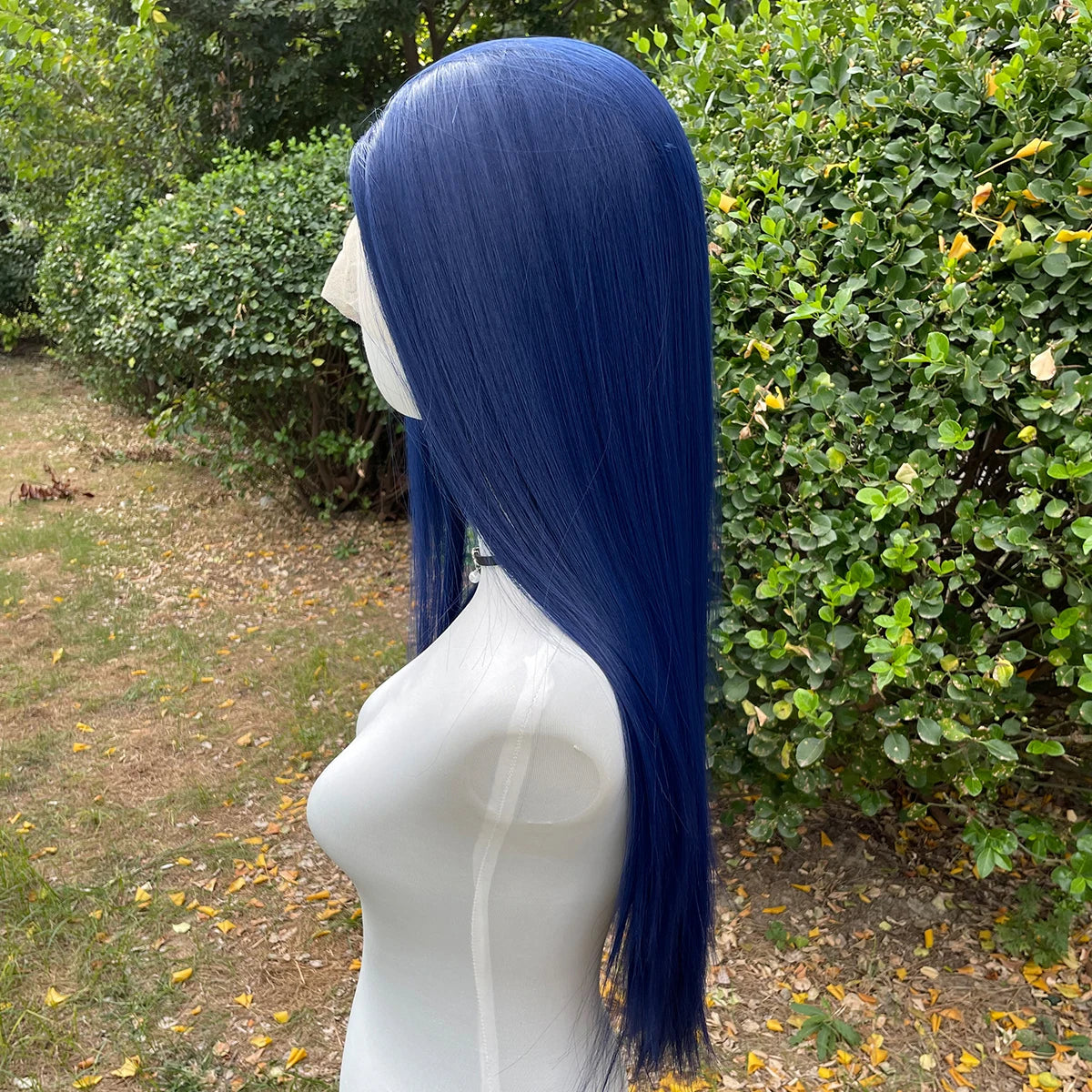 Dark Blue 13X4 Synthetic Lace Front Wigs for Women 26 Inch Long Sliky Straight Lace Wigs Half Hand Tied 150% Density Glueless