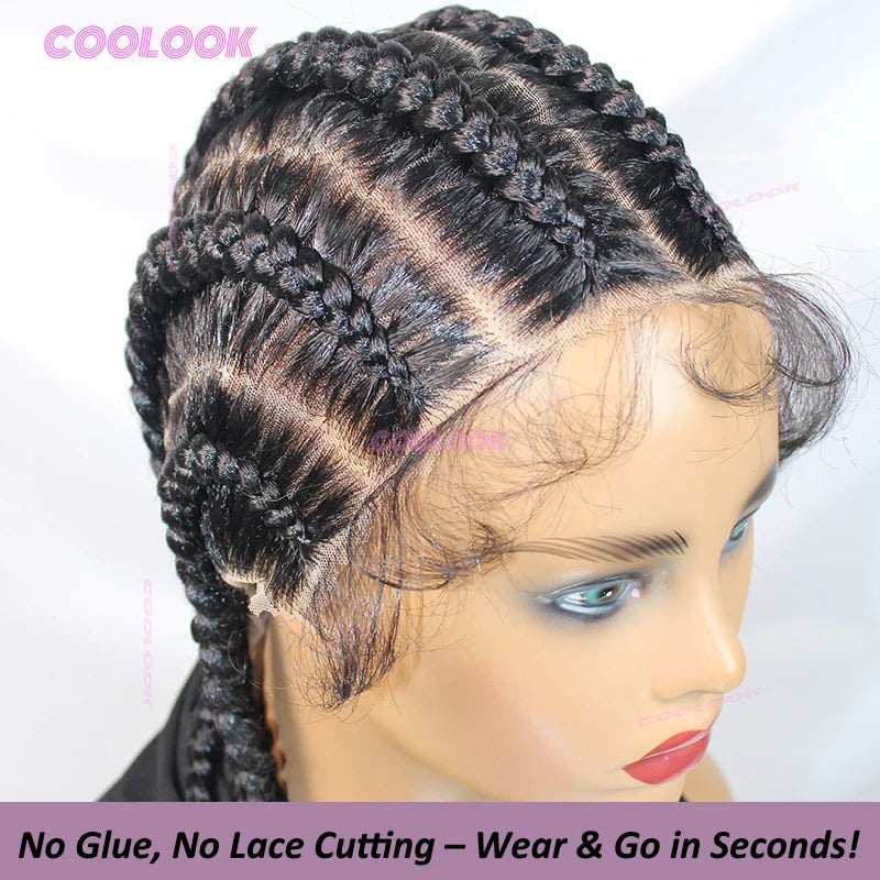 8 Inch Braided Wigs Synthetic Cornrow Full Lace Braided Wig Unisex Short Bob Style