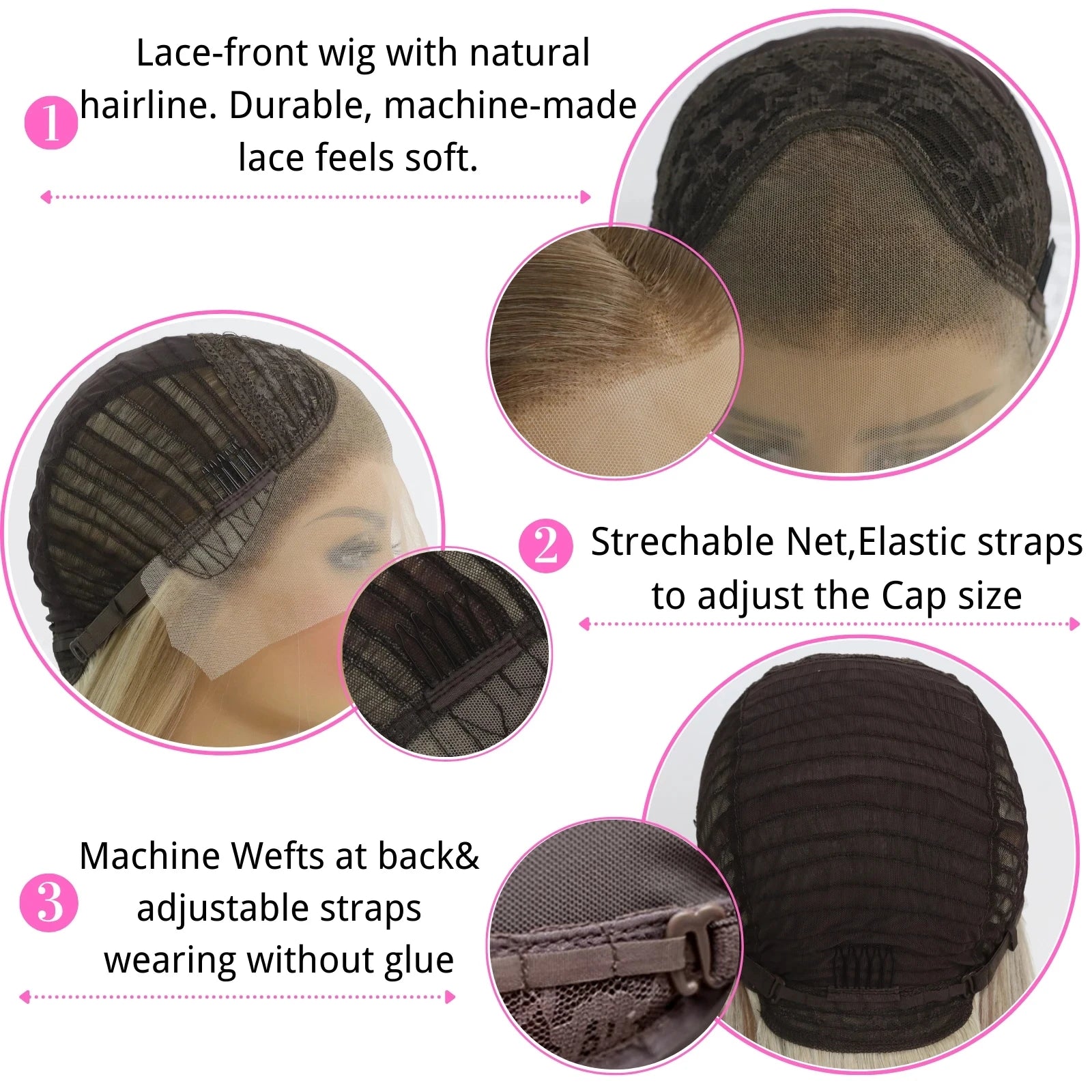 Light Blonde Synthetic Hair 13x4 Lace Front Wigs for Women 26 Inch Long Straight Free Part 150% Density Glueless Half Hand Tied