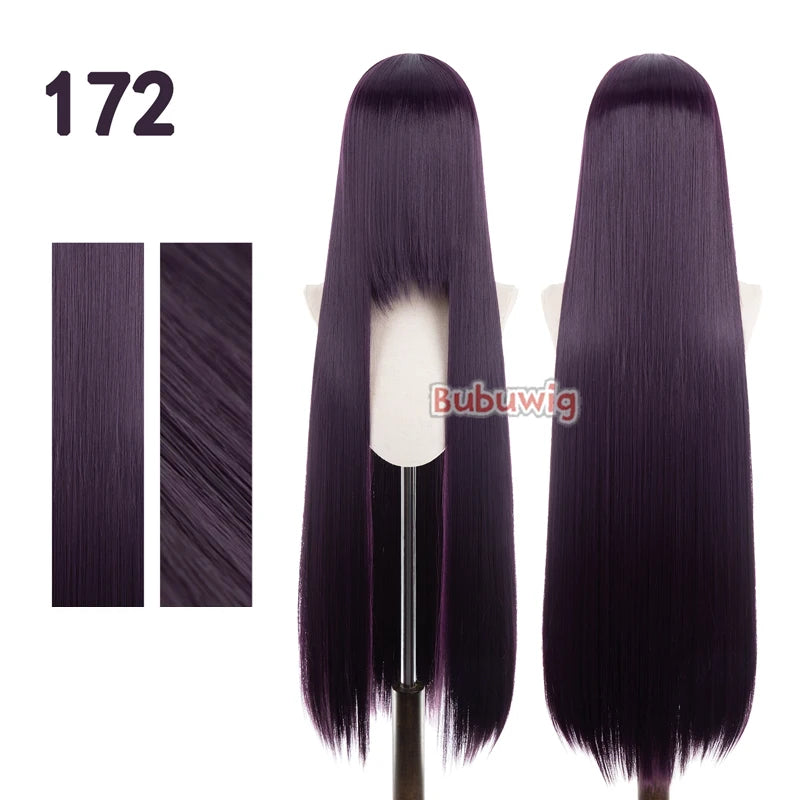 Bubuwig Synthetic Hair 100cm Long Straight Pure Color Cosplay Wigs Over 100 Colors Pink Orange Blonde Green Wig Heat Resistant