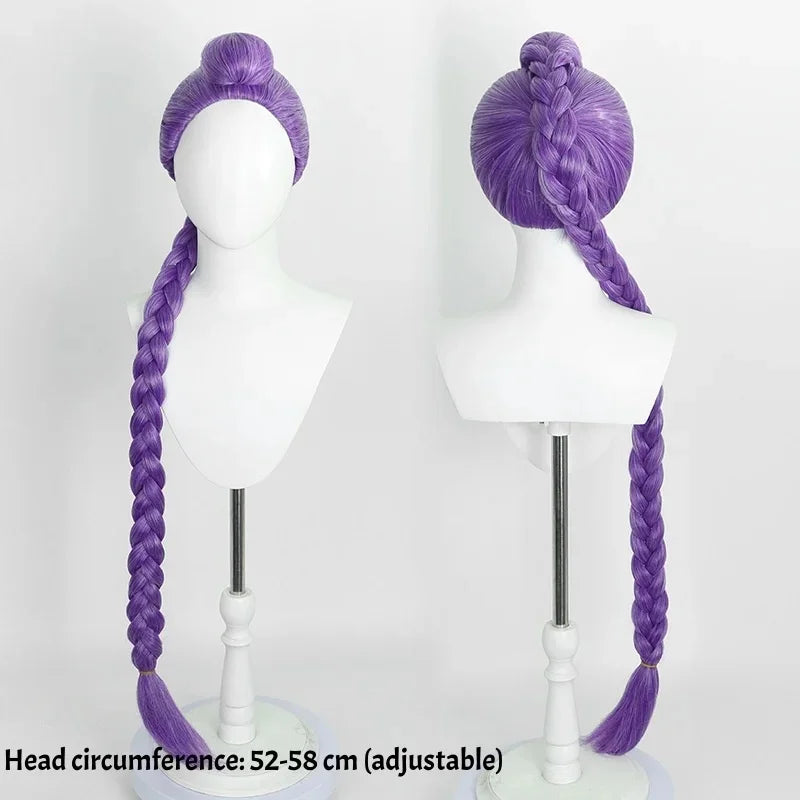 Girls Purple Long Braided Wig Girl Long Straight Braids Wigs for Costume Cosplay Party